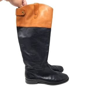 Lauren Ralph Lauren Black and Tan Women's sz 8.5 Leather Knee High Riding Boots